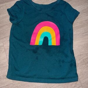 Cat & Jack Teal T-Shirt with Rainbow Graphic